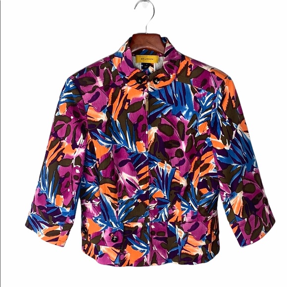 St John Silk Blend Floral Jacket Blazer 8